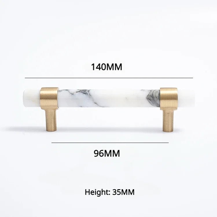 Marble and Brass T-Bar Drawer Pull for Elegant Furniture