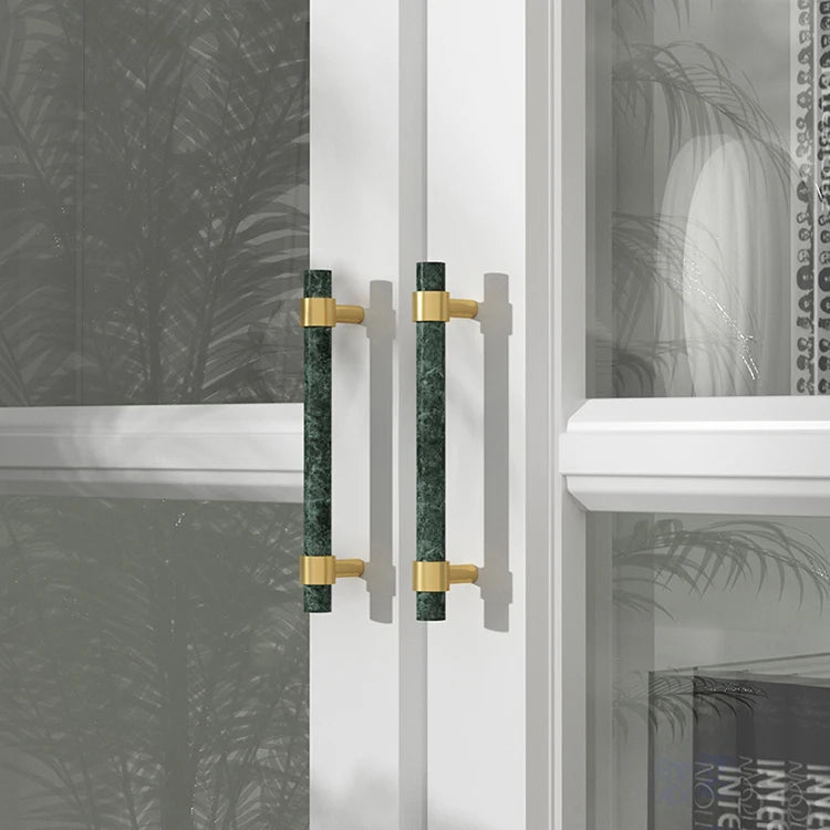 Marble & Brass T-Bar Pull for Elegant Cabinets