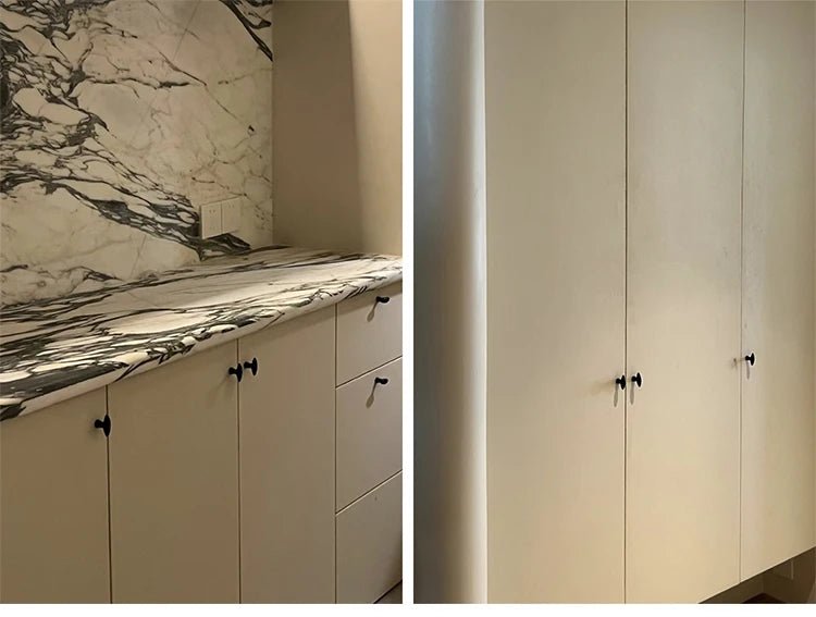 Elegant Matte Black Brass Knobs with Gold Accent Pulls