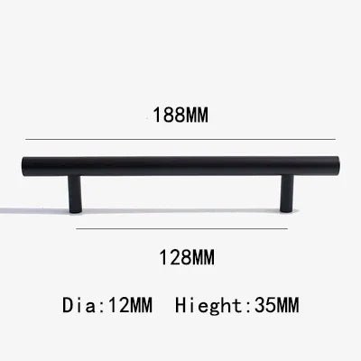 Durable Matte Black Solid Brass Handles – 5" T-Bar Pulls for Furniture