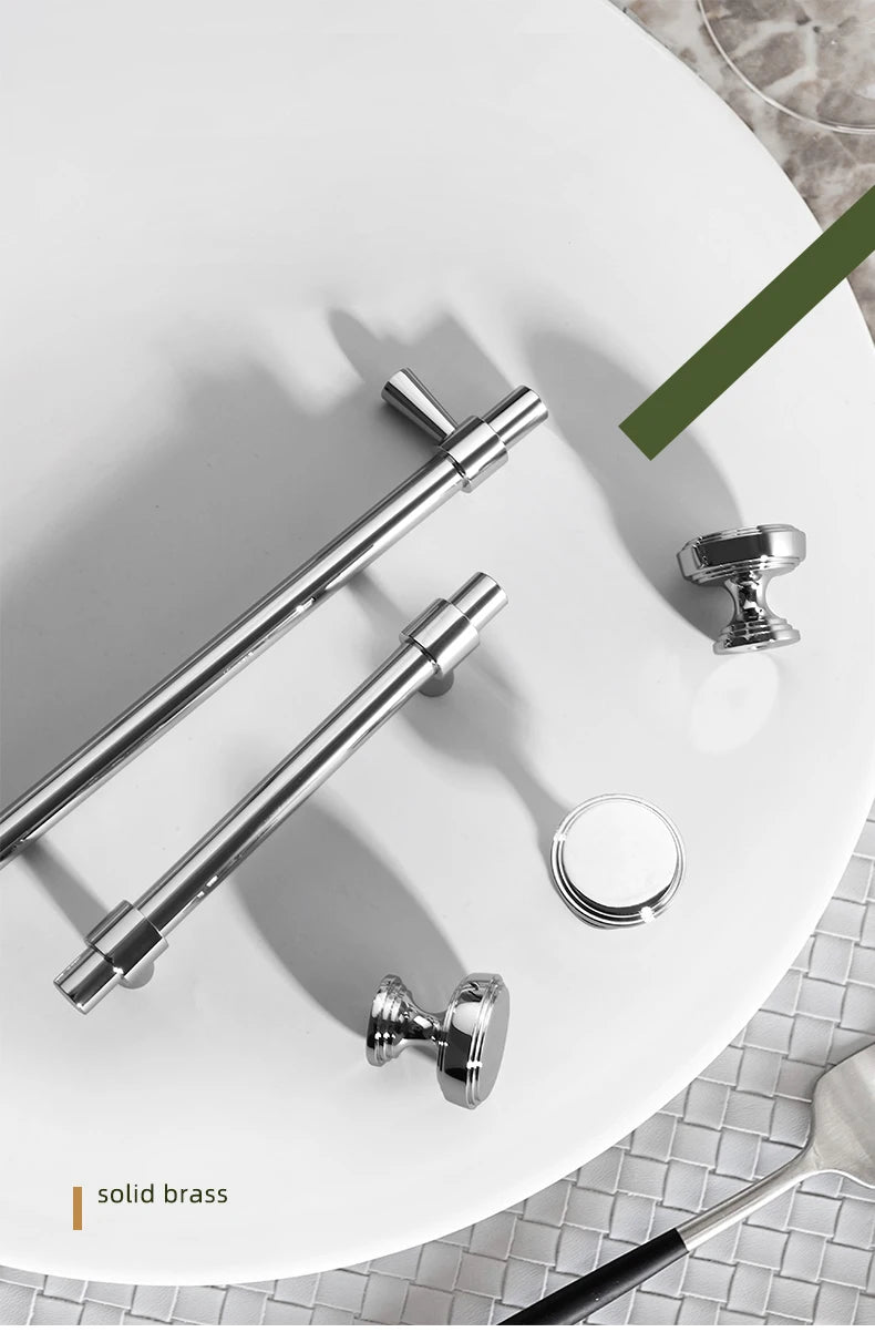 Elegant Minimalist Brass Cabinet Handles - T-Bar Design