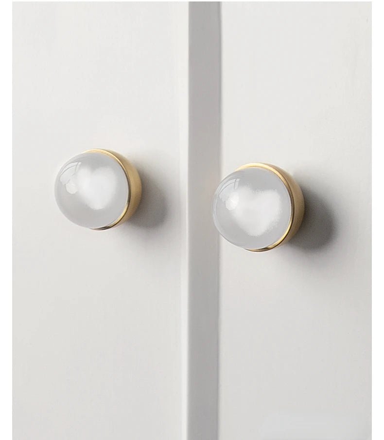 Elegant Modern Ball Knobs – Acrylic & Brass Pull Handles for Drawers