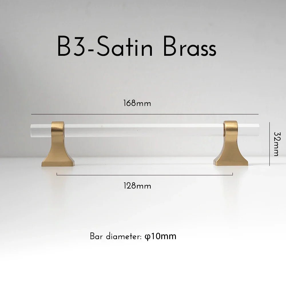 Brass Based Knob - Clear Acrylic Cabinet Pull