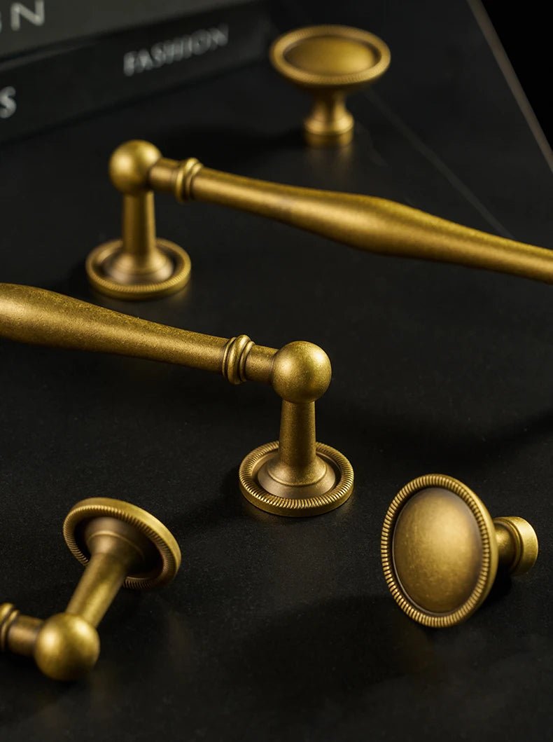 Elegant Antique Brass T-Bar Handles – Vintage Pulls for Cabinets
