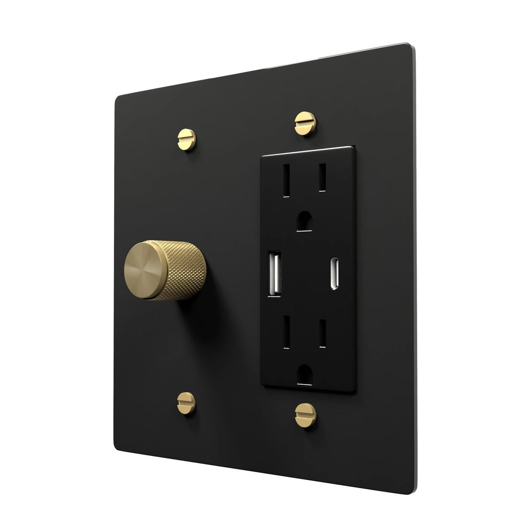 Brass Wall Plate - Combo Dimmer and Outlet