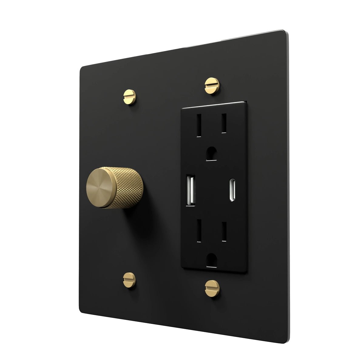 Brass Wall Plate - Combo Dimmer and Outlet