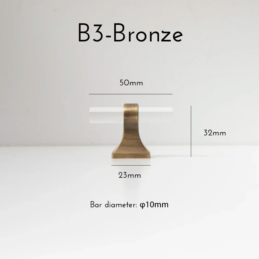 Smoky Gray Acrylic Cabinet Pulls with Brass Handles