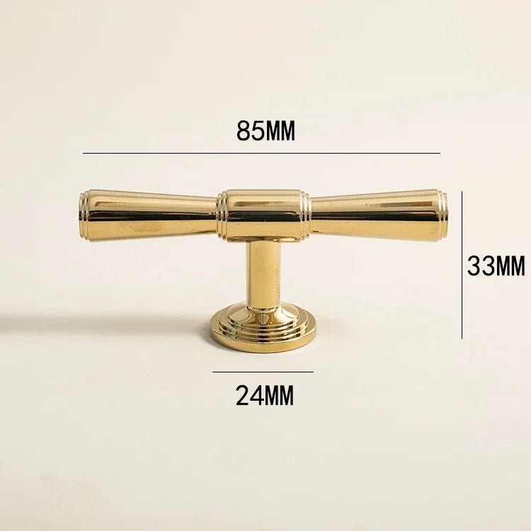 Polished Brass T-Bar Knob – 6.3" Gold Cabinet Pull  