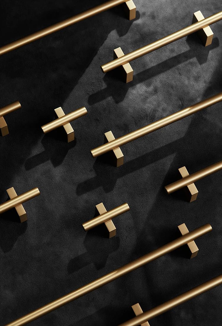 Sleek Gold Cabinet Handle - Brass T-Bar 8.8"