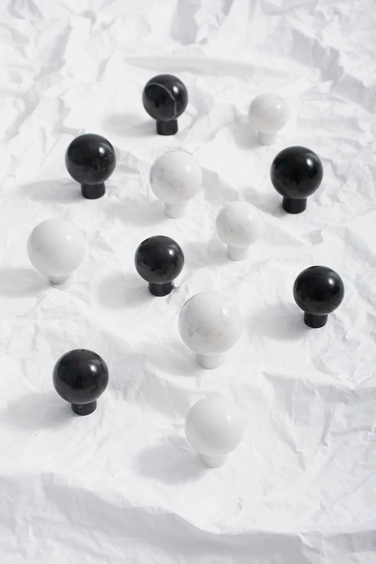 Carrara Marble Knobs – Black & White Drawer Pulls
