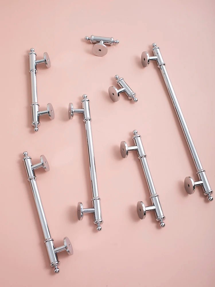 Premium Chrome Brass T-Bar Pulls – 6.3" Cabinet Handles