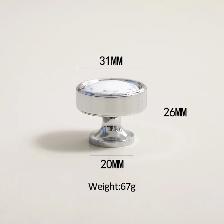 Minimalist Chrome Handle - White Marble Inlay