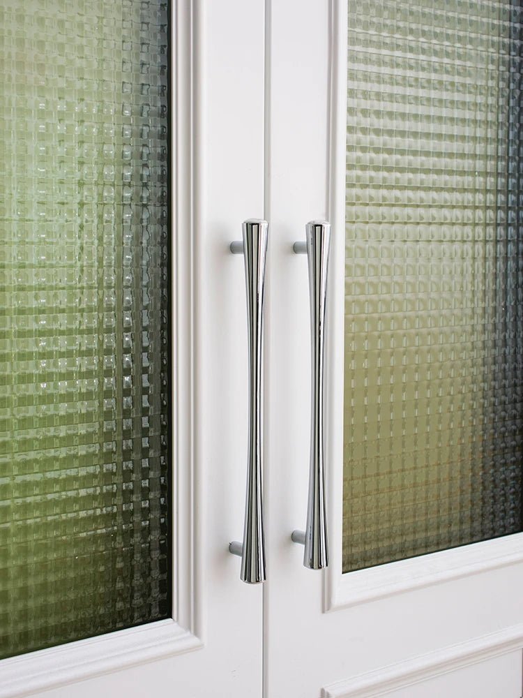 Sleek Chrome Knob - Marble Inlay Cabinet Handle