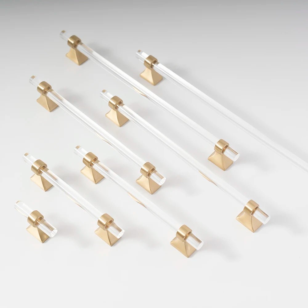 Clear Acrylic Knob - Brass Cabinet Handle