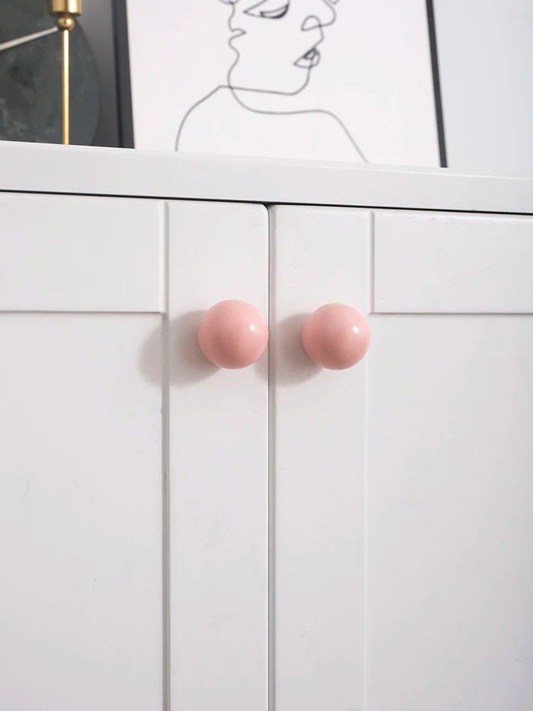 Pink Ceramic Ball Cabinet Knobs – 2.5" Modern Pulls