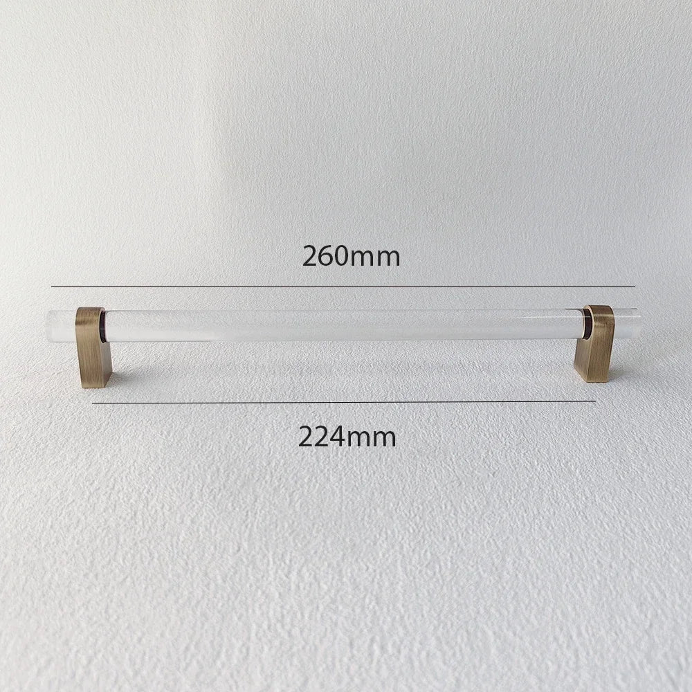Premium Smoky Gray Acrylic Pulls with Brass Accent Handles