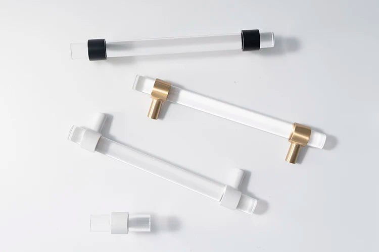 Acrylic & Brass Handles - Modern T-Bar Pulls