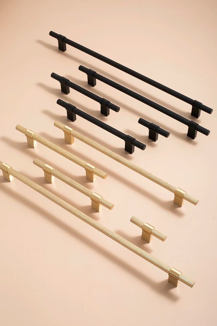 Sleek Knurled Brass Cabinet Handles and Knobs