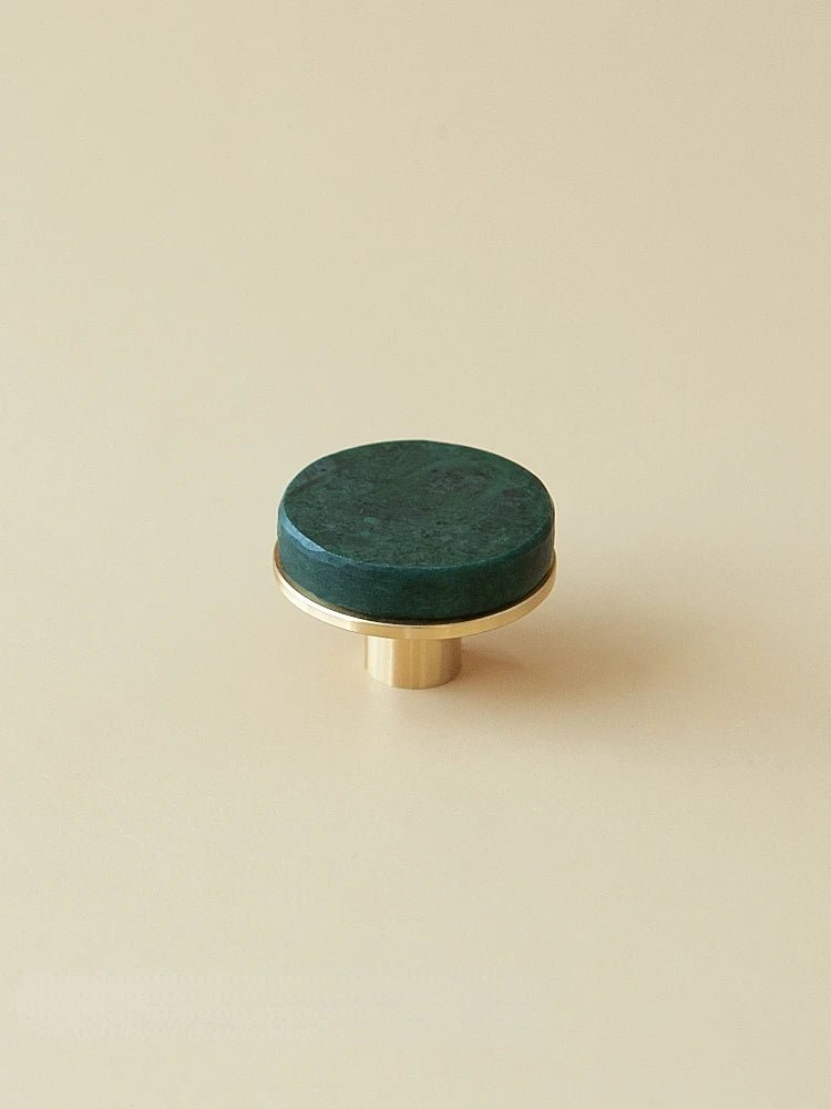 Solid Brass Knob – Emerald Marble Accent  