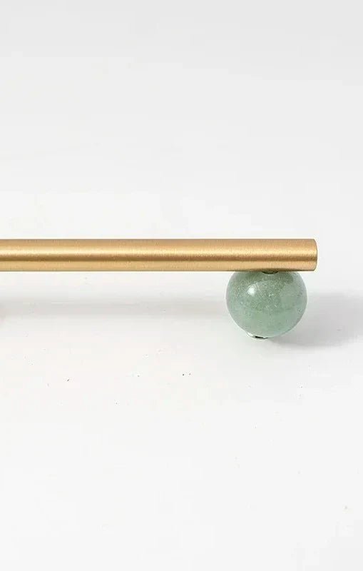 Contemporary Natural Marble + Brass Pull Handles for Cabinets