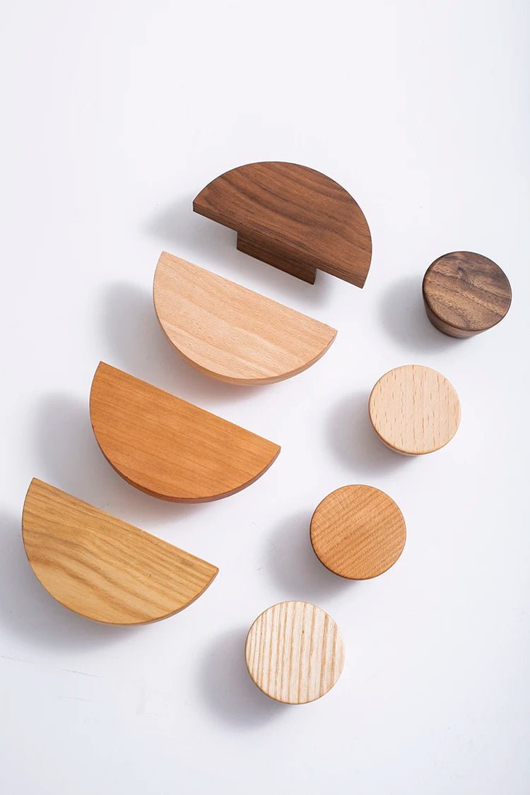 Premium Semicircle Wooden Drawer Pulls – Natural Walnut & Ash