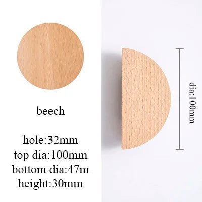 Sleek Semicircle Wooden Knobs for Drawers – Walnut & Ash Design