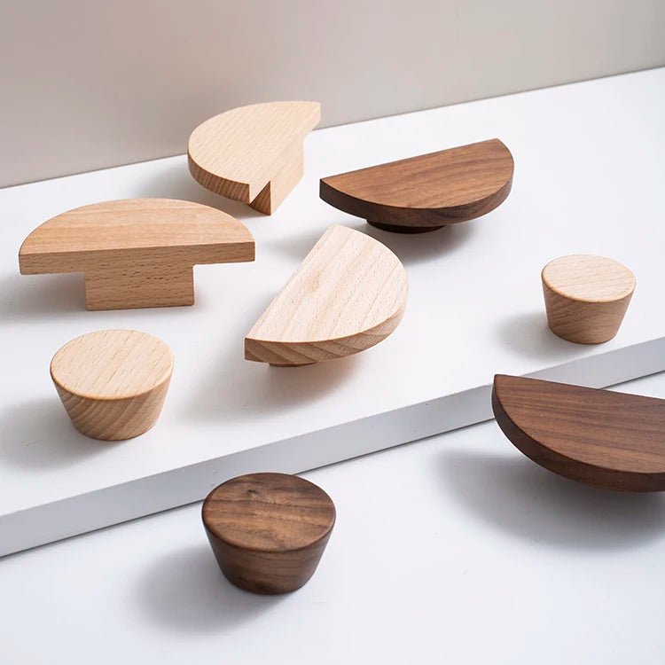 Natural Walnut & Ash Semicircle Drawer Pulls – Wooden Knobs