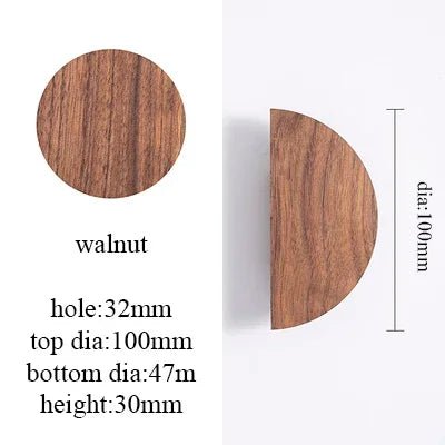 Durable Semicircle Wooden Knobs for Drawers – Walnut & Ash Pulls