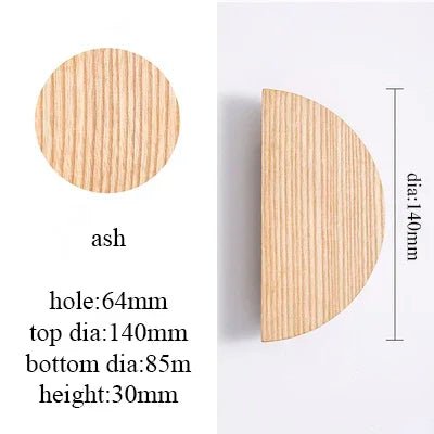 Eco-Friendly Semicircle Wooden Knobs – Walnut & Ash Drawer Pulls
