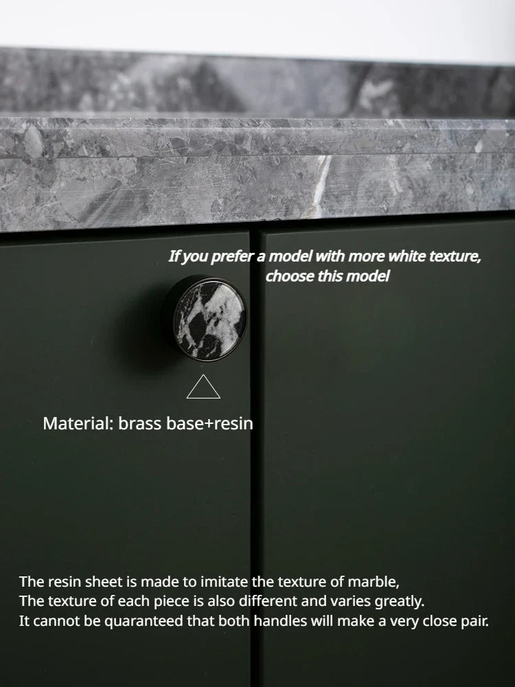 Luxury Nordic Black Texture Drawer Handle – Brass & Resin Knob Design
