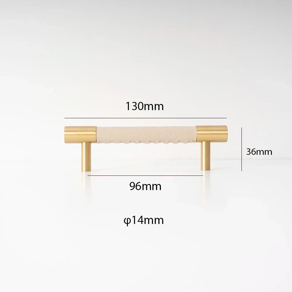 Pink Leather Knob – Brass Finish Nordic Handle  