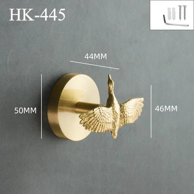 Nordic Brass Wall Hooks – Elegant Dragonfly, Bird, Antler Designs for Living Rooms