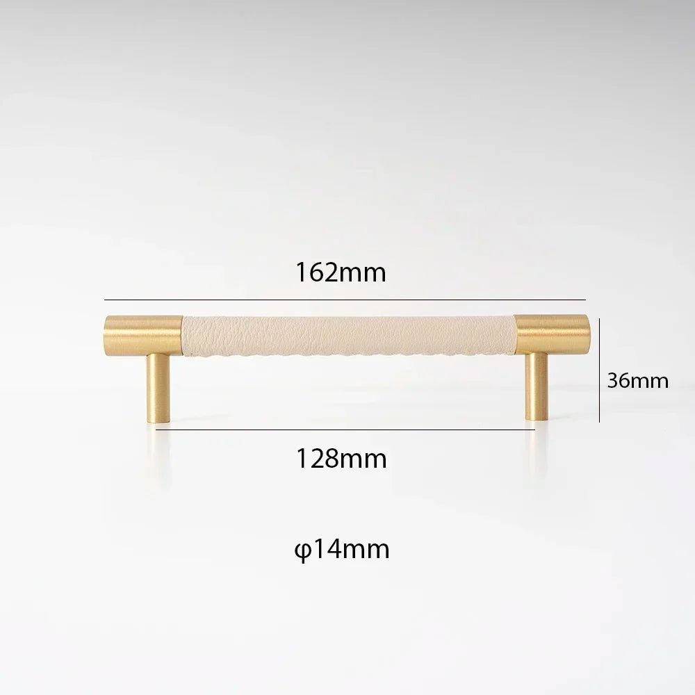 Nordic Leather Drawer Knob – Brass & Pink Design  