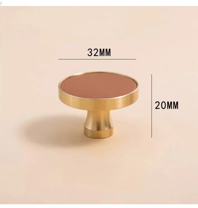 Elegant Leather & Brass Cabinet Knob – Nordic Style Pull for Cabinets