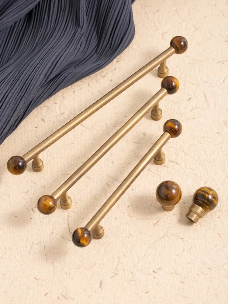 Elegant Stone & Brass Cabinet Pulls – Nordic Style Handles
