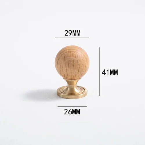 Round Wood and Brass Knob – Modern Furniture Pull
