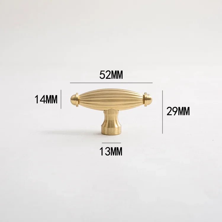 T-Bar Brass Handle - Oval Ribbed Cabinet Pull