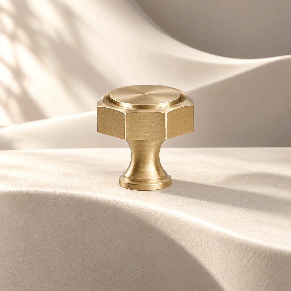 Satin 30 mm faceted cabinet knob on ivory stone