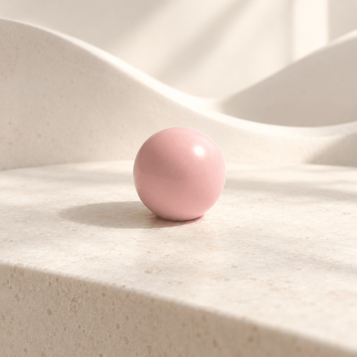 Pink ceramic ball cabinet knob, 31 mm diameter, ivory stone studio