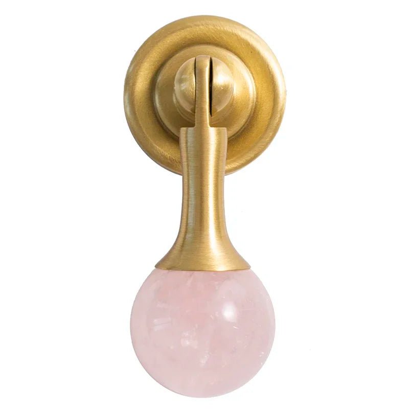 Pink Crystal Cabinet Knob - Brass Drawer Pull  