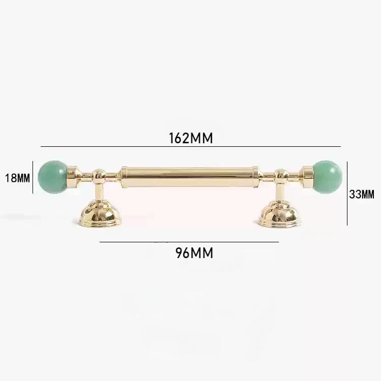 Pink Crystal & Brass Cabinet Handles