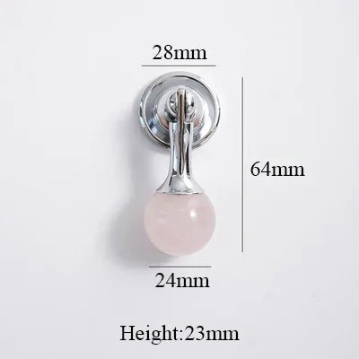 Pink Crystal Cabinet Pull - Brass & Stone Knob  