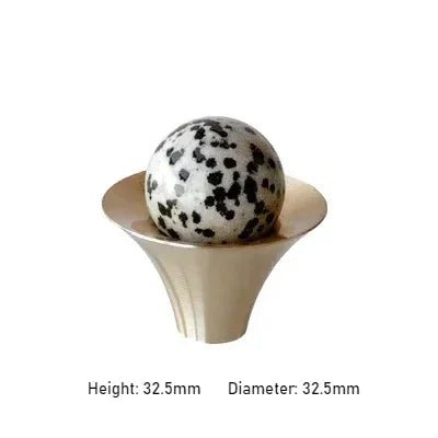 High-Quality Natural Stone & Brass Pulls with Pink Crystal Knob