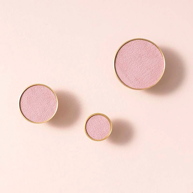 Nordic Brass Knob – Pink Leather Accent  