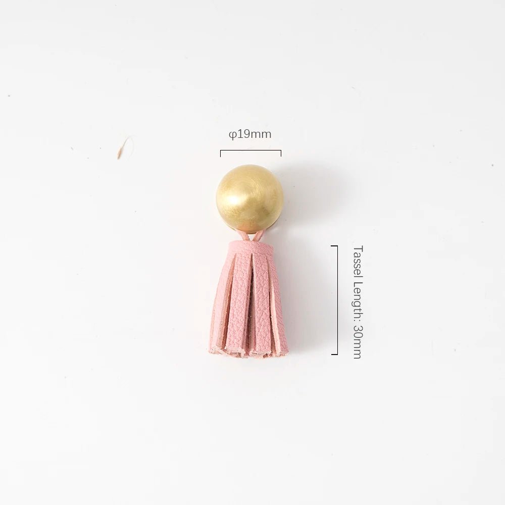 Premium Pink Leather Tassel Drawer Pull for Kids Room Cabinets