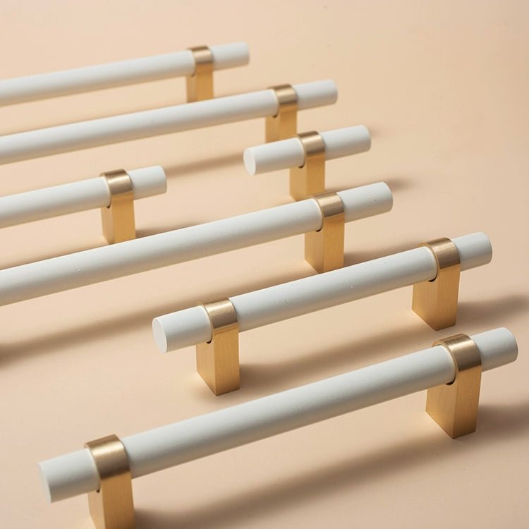 Sleek Pink Wood & Brass Handles – 5" Pulls for Modern Cabinets