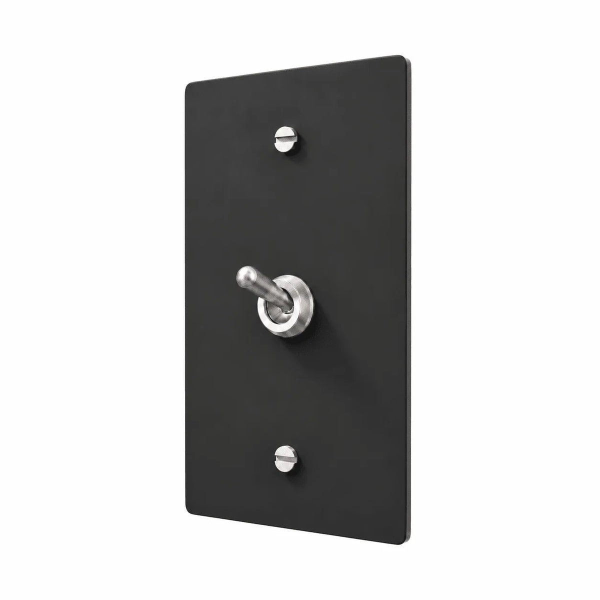 Matte black 1 gang retro toggle switch with silver rounded toggle hardware