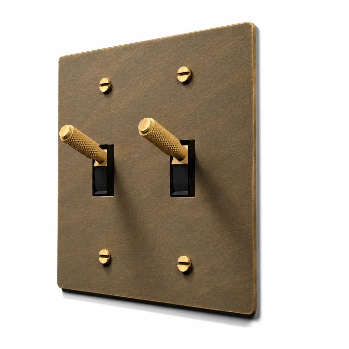 aged brass 2 gang toggle light switch