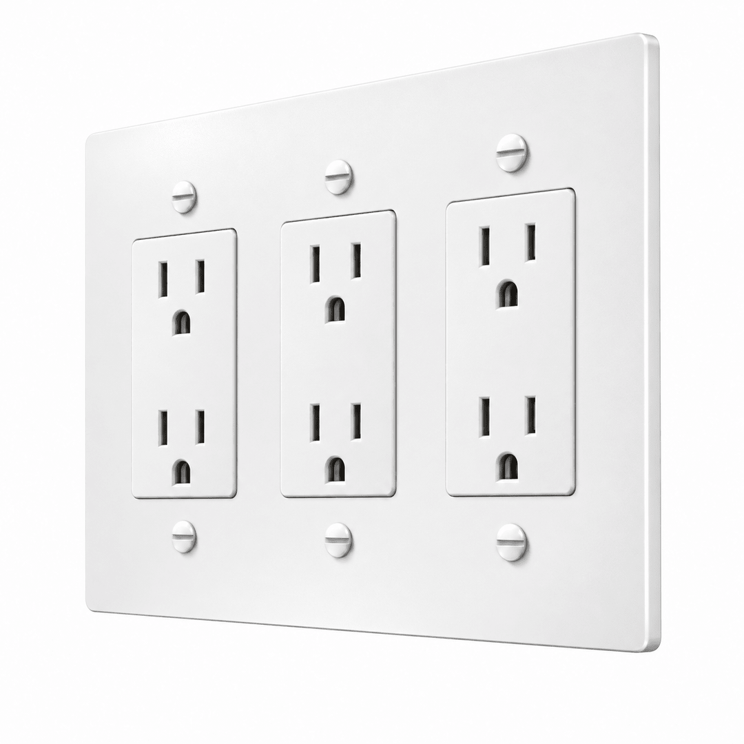 PlatePrestige 3-Gang Duplex Electrical Outlet Set in All-White