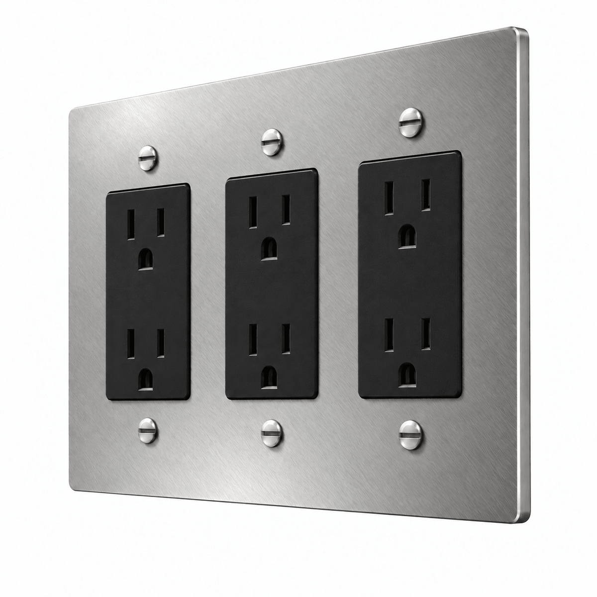 PlatePrestige 3-Gang Duplex Electrical Outlet Set in Stainless Steel